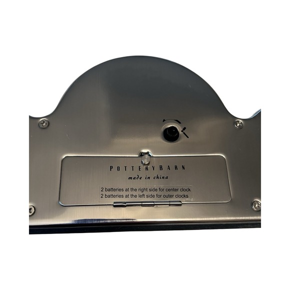 Pottery Barn Retro dashboard 3 Time Zones gauge clock Lights Up Battery Power - Picture 3 of 6